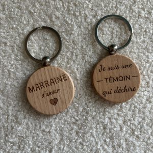 Porte clés rond marraine -témoin