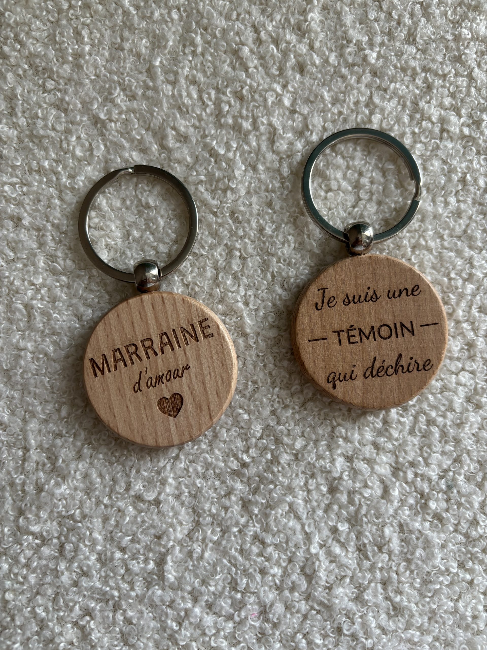Porte clés rond marraine -témoin