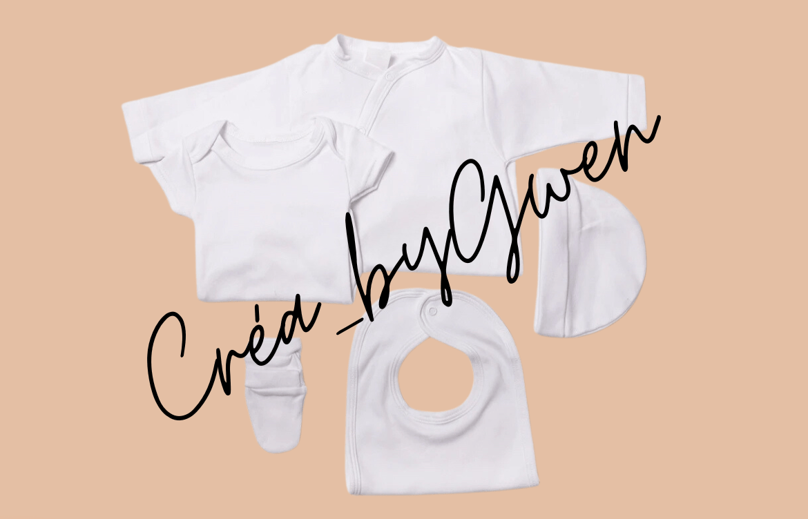 Ensemble naissance en coton personnalisé 5 piece blanc
