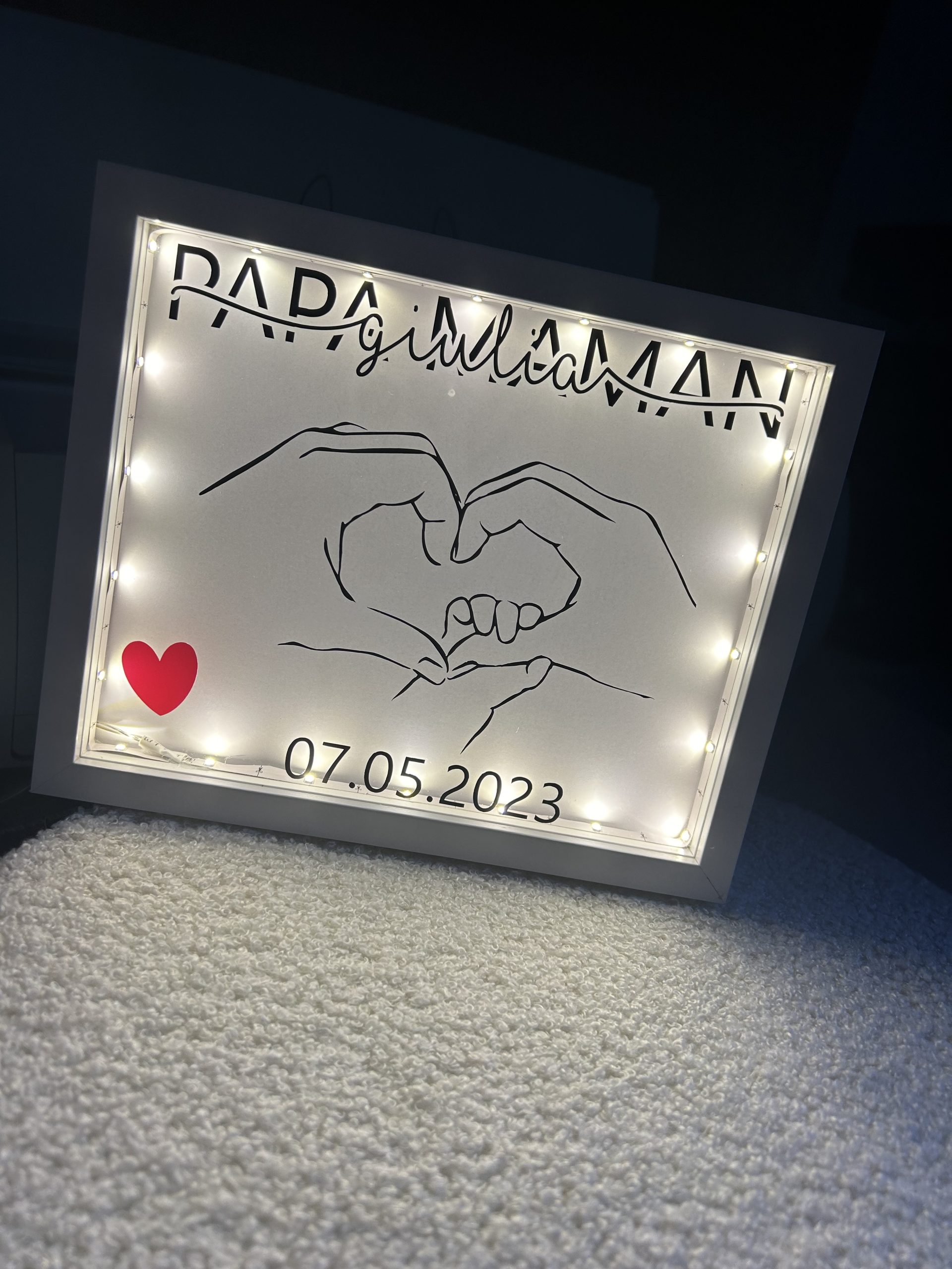 Cadre personnalisé Maman Papa avec LED