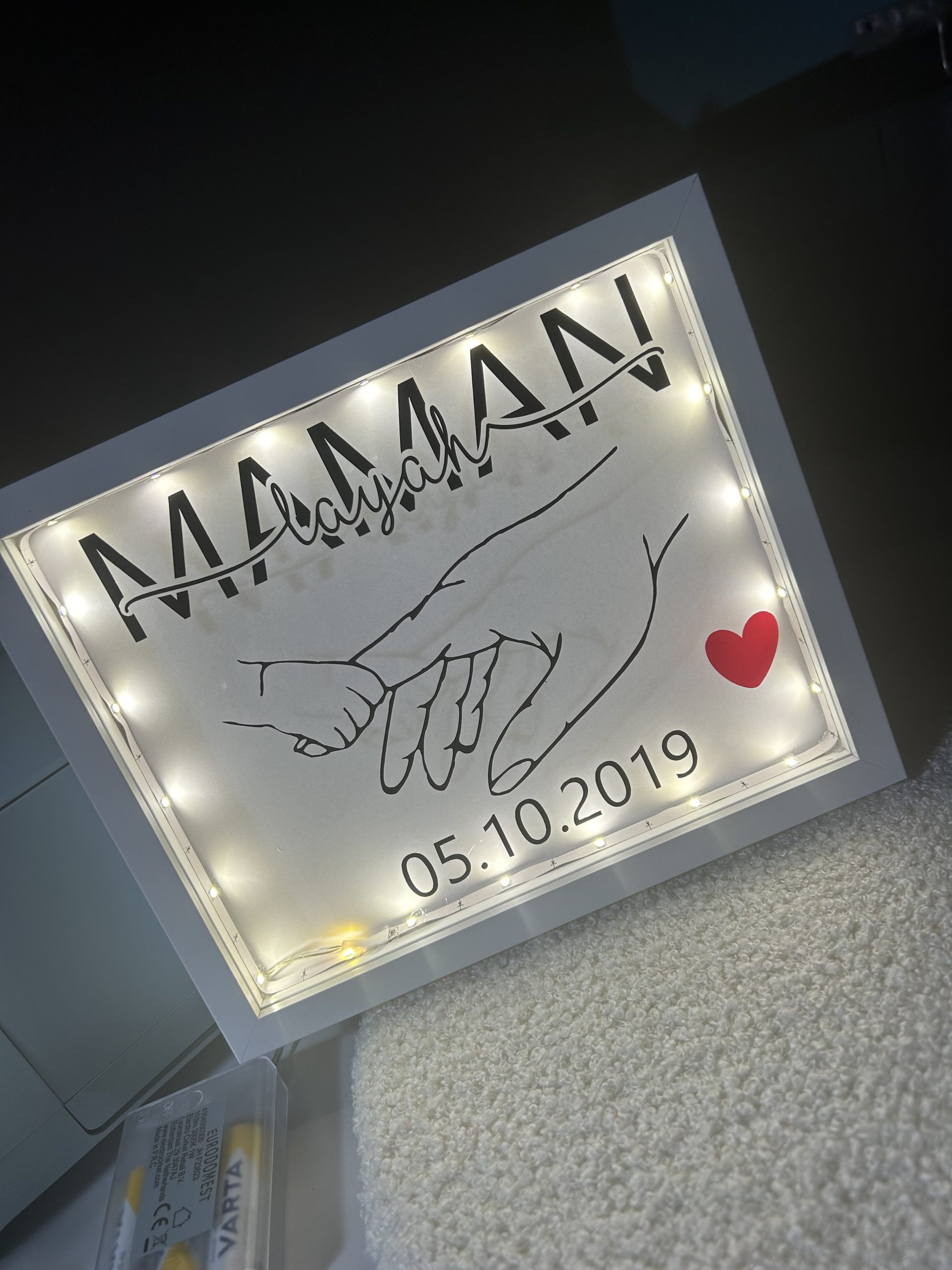Cadre personnalisé Maman avec LED
