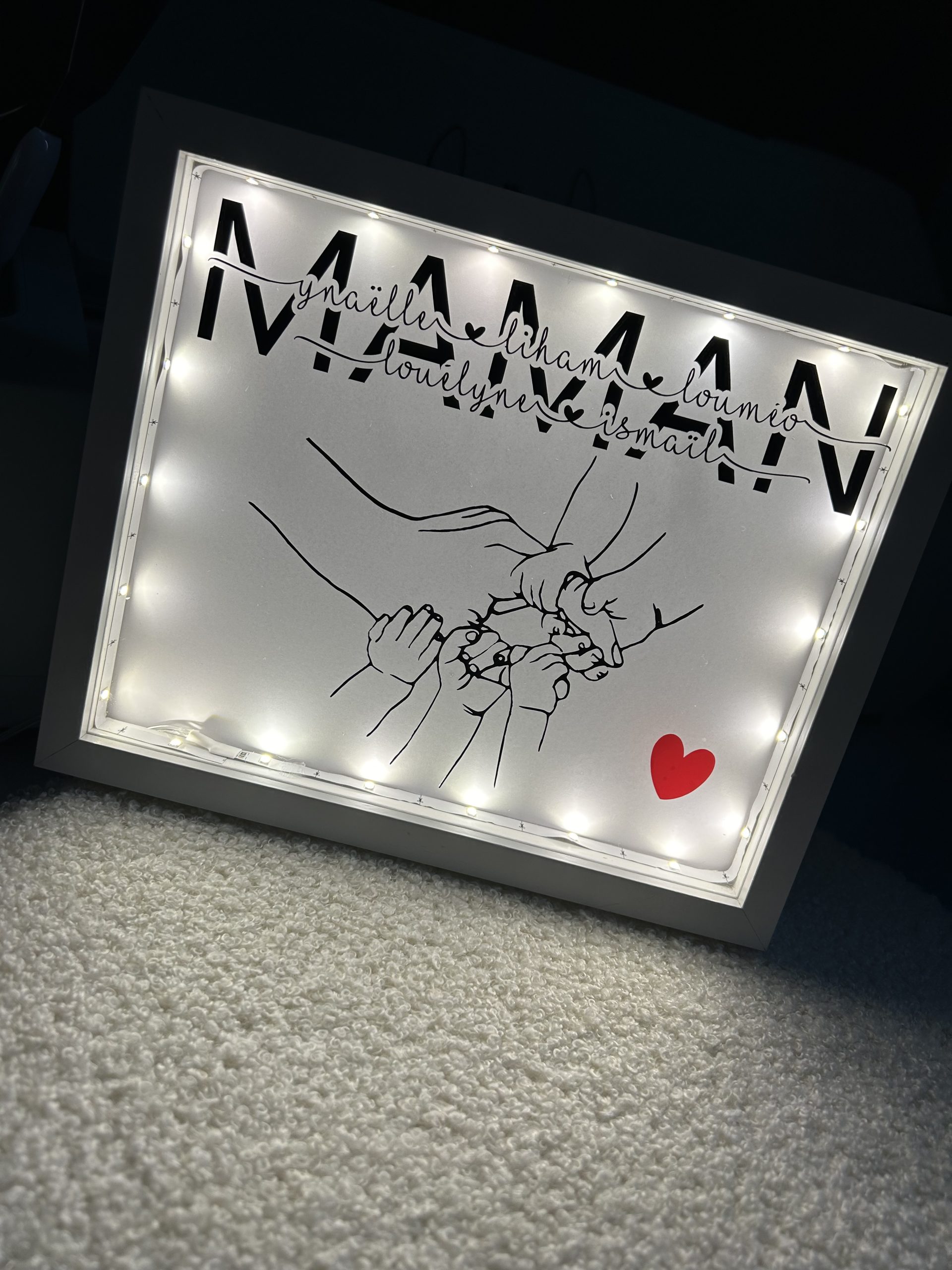 Cadre personnalisé Maman LED 5prénoms