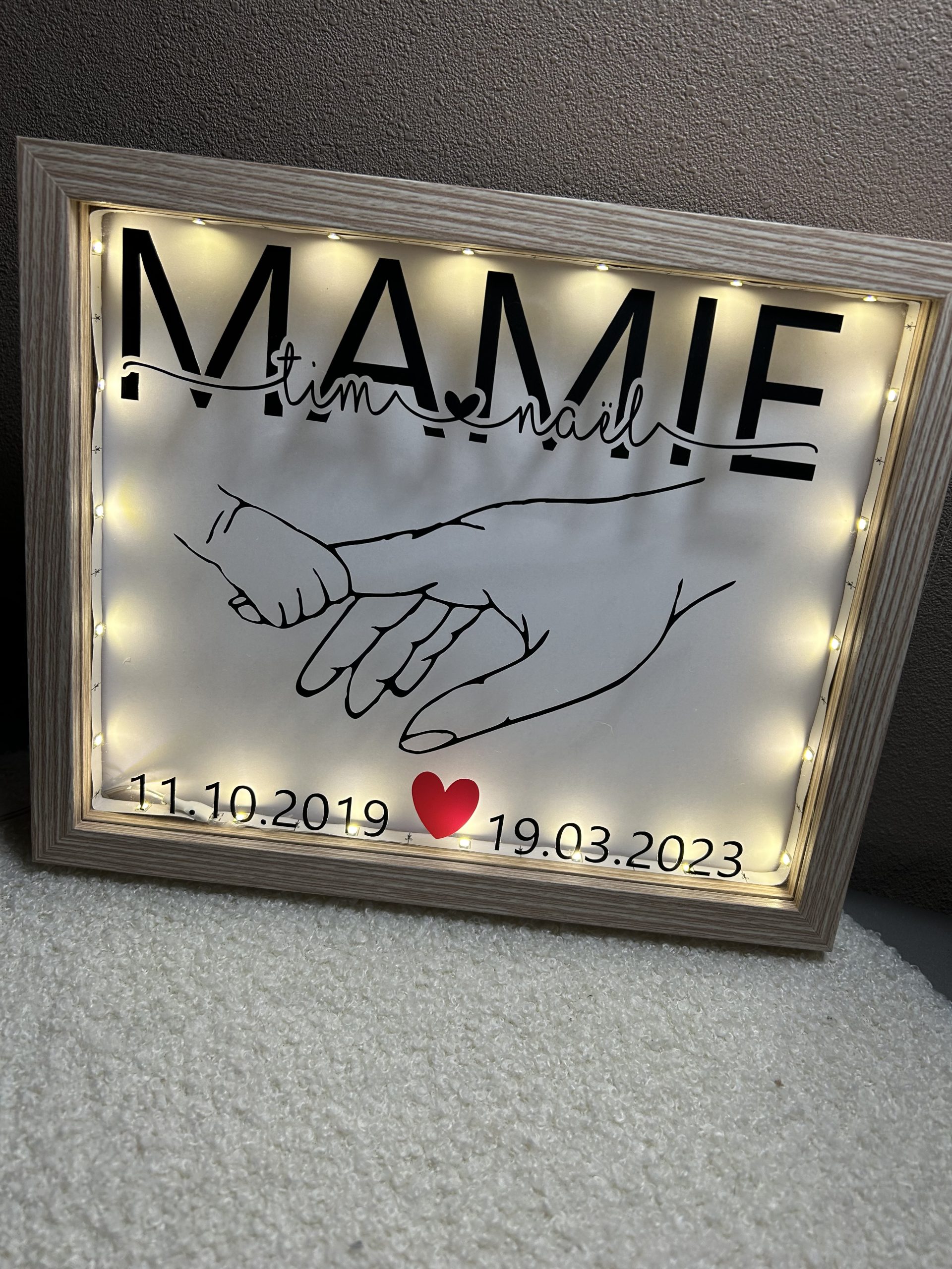 Cadre led Mamie 2 prénoms personnalisé