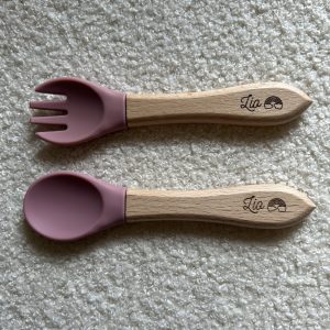 Couverts en bois bébé personnalisés