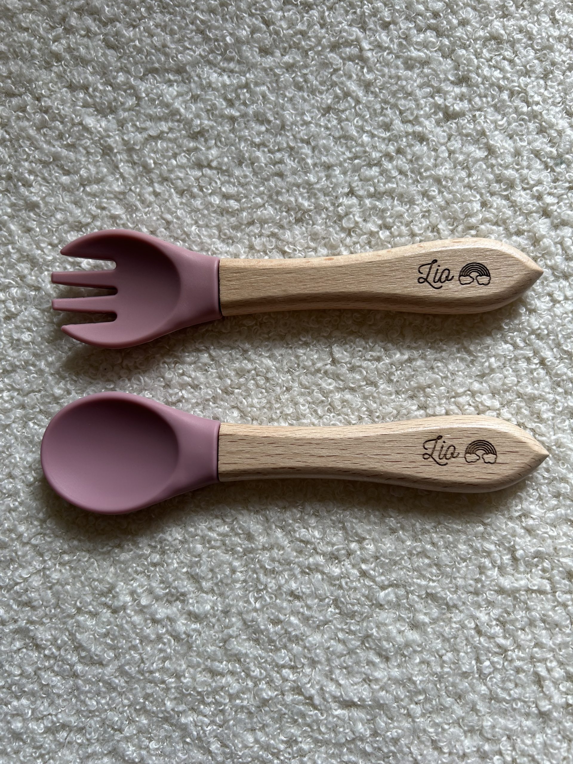 Couverts en bois bébé personnalisés