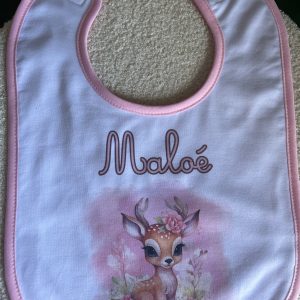 Bavoir rose bébé personnalisé