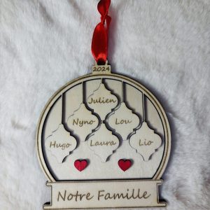 Boule de Noël famille 6 prénom