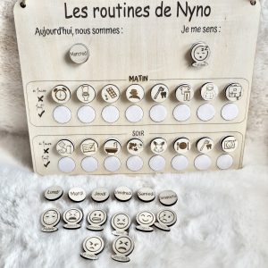 Tableau de motivation routine matin et soir en bois personnalisé