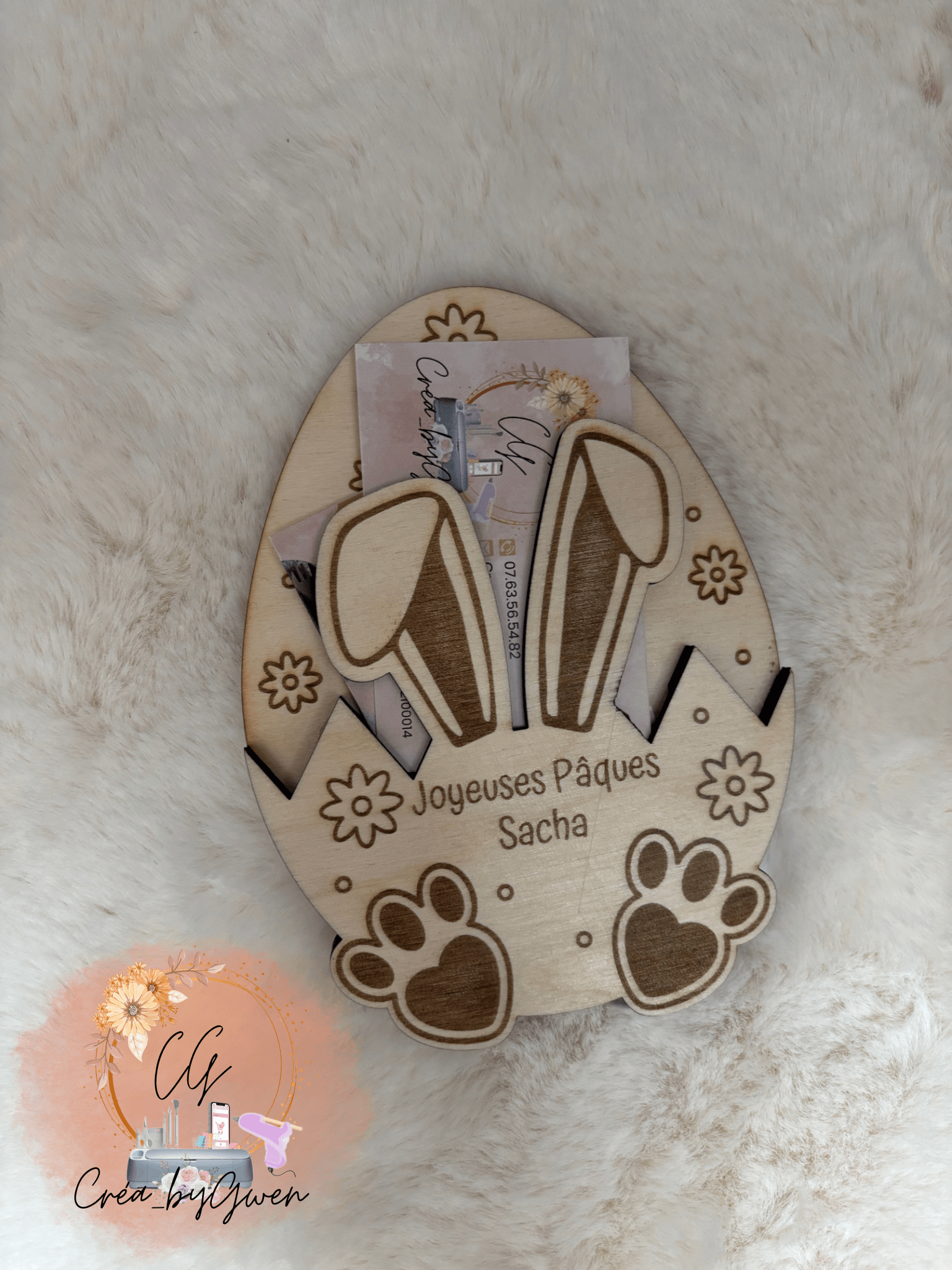 Support argent, lapin de Pâques