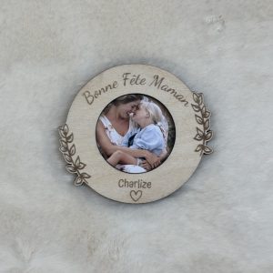 Magnet photo rond en bois