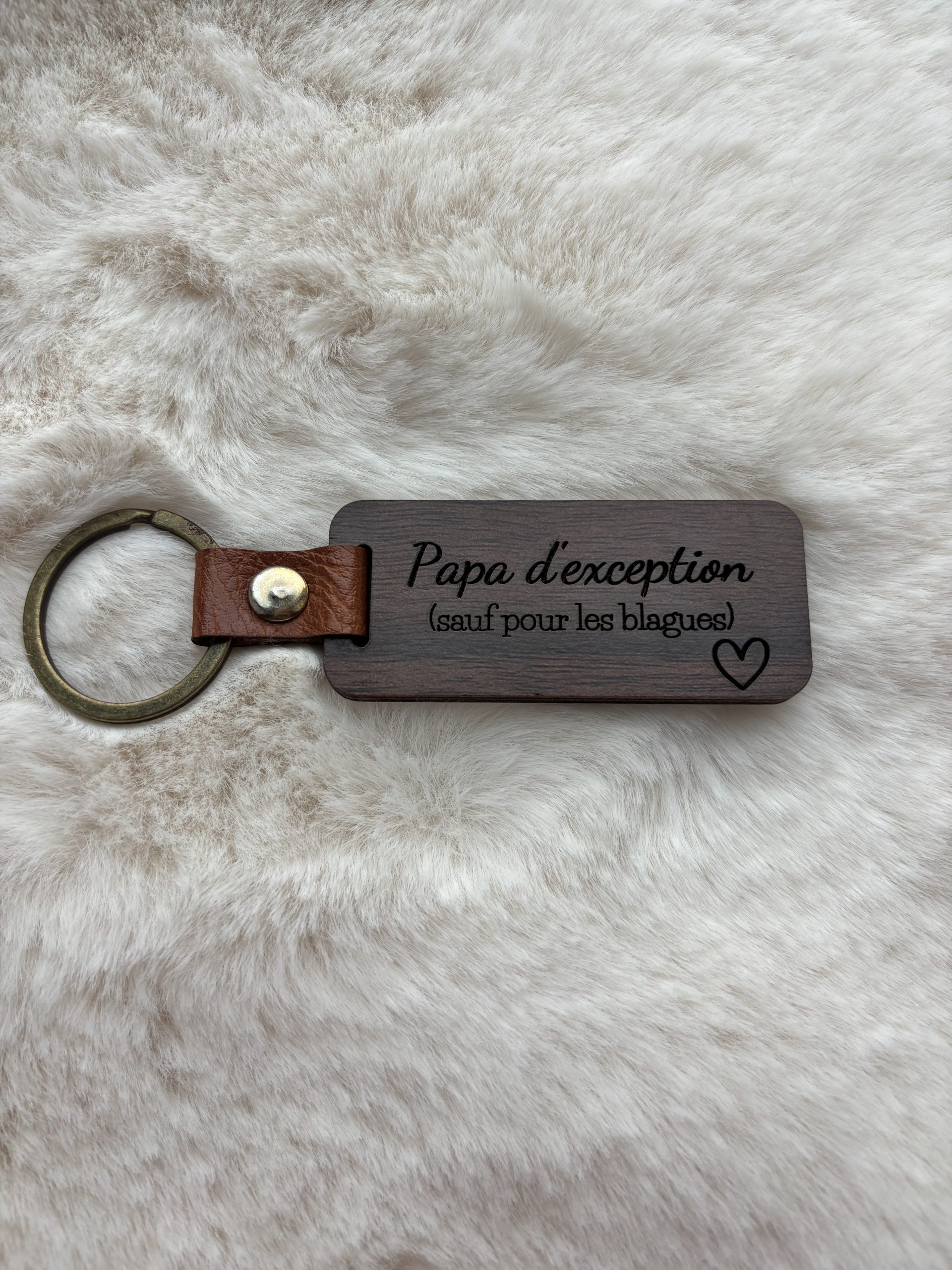 Porte-clés Fête des Pères personnalisé en bois et cuir