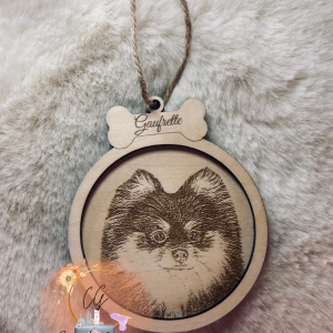 Boule de Noël portrait animaux gravé