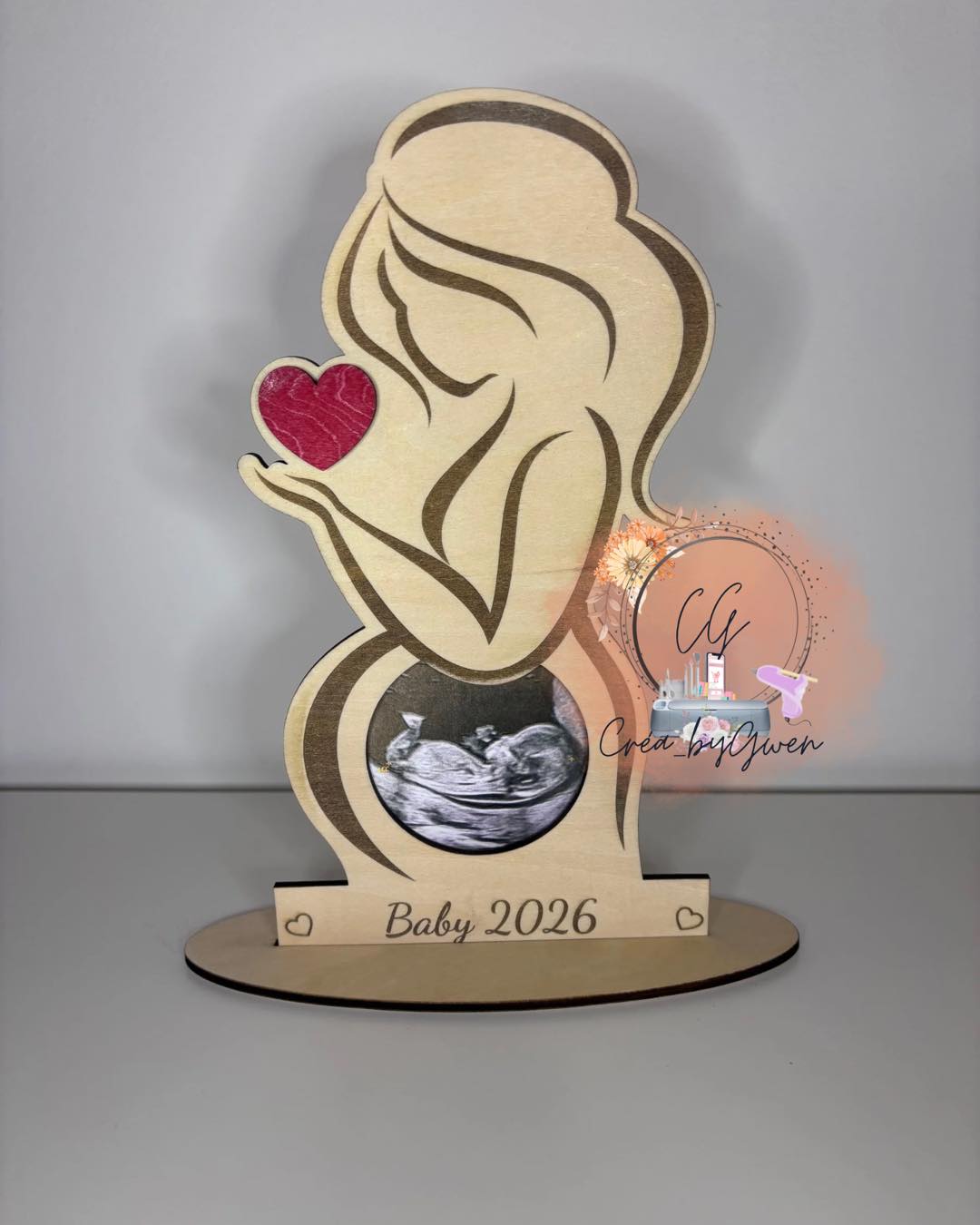 Cadre photo femme enceinte en bois personnalisé