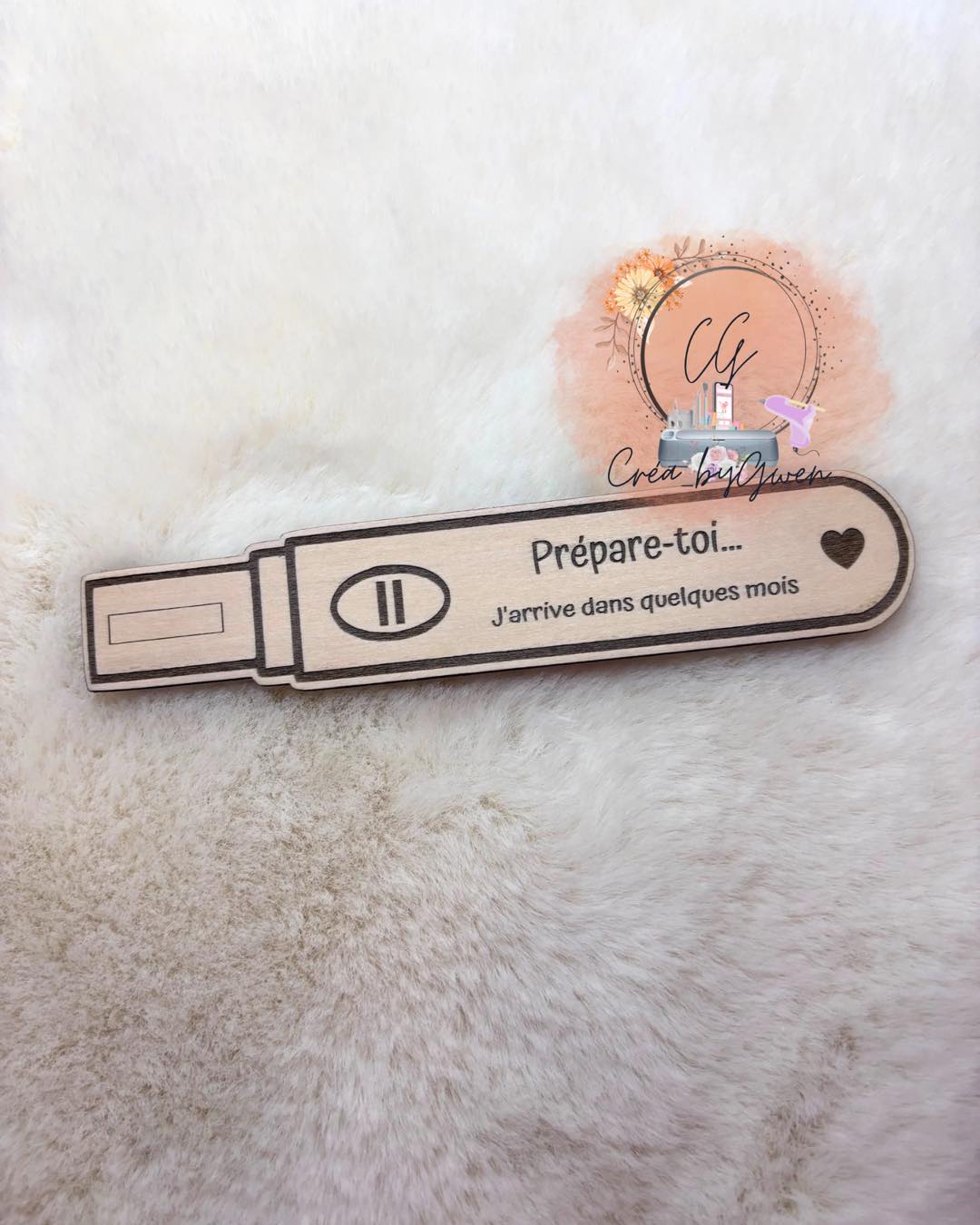 Test de grossesse en bois personnalisé